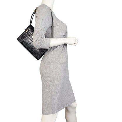 Saint Laurent Manhattan Shoulder Bag Small Croc Embossed