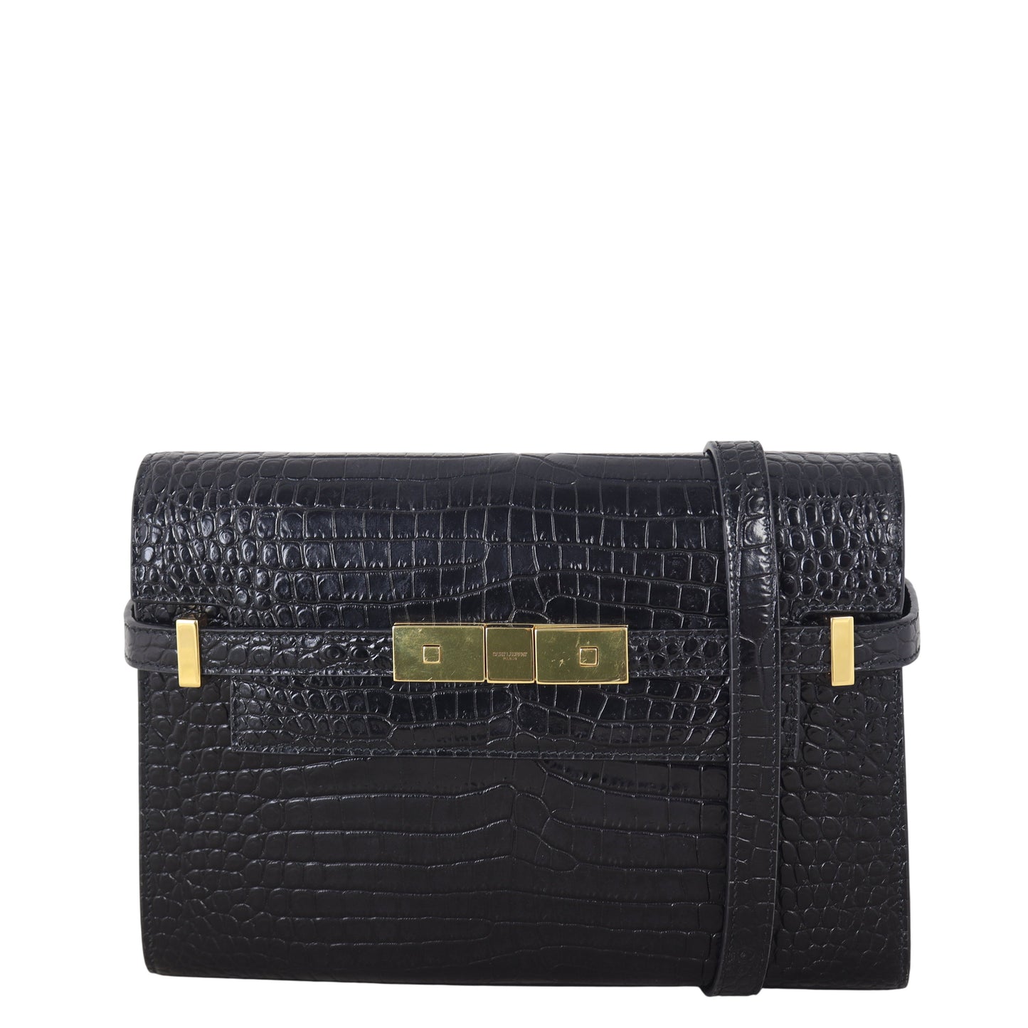 Saint Laurent Manhattan Shoulder Bag Small Croc Embossed
