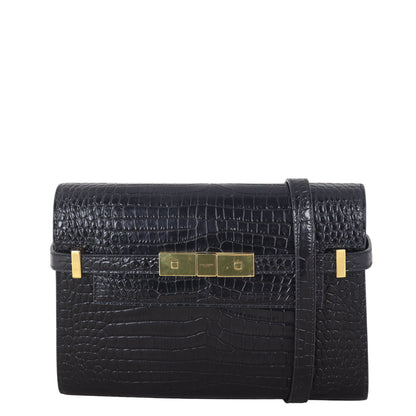 Saint Laurent Manhattan Shoulder Bag Small Croc Embossed