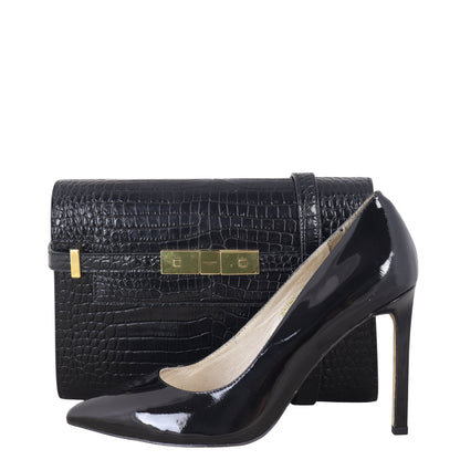 Saint Laurent Manhattan Shoulder Bag Small Croc Embossed