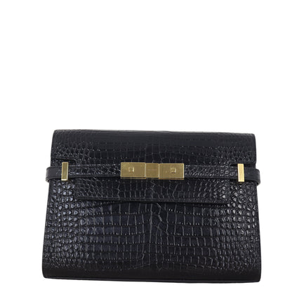 Saint Laurent Manhattan Shoulder Bag Small Croc Embossed