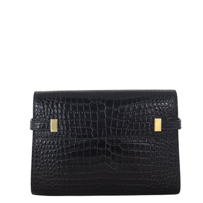 Saint Laurent Manhattan Shoulder Bag Small Croc Embossed