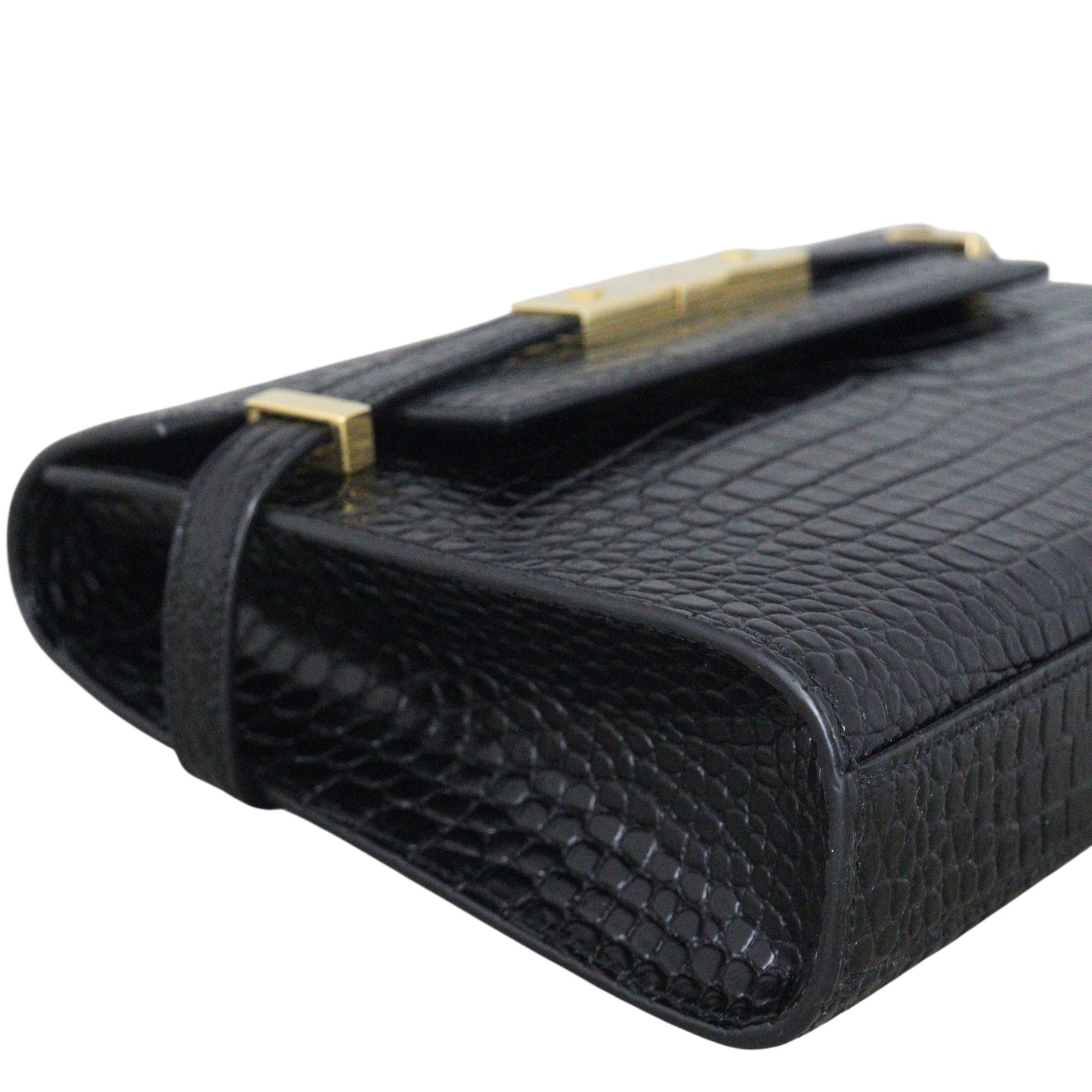 Saint Laurent Manhattan Shoulder Bag Small Croc Embossed