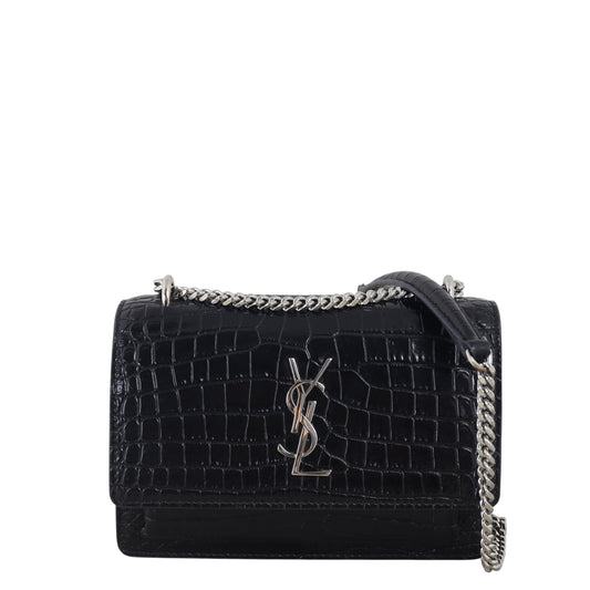 Saint Laurent Sunset Mini Croc-Embossed