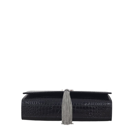 Saint Laurent Kate Tassel Chain Bag Medium Croc-Embossed