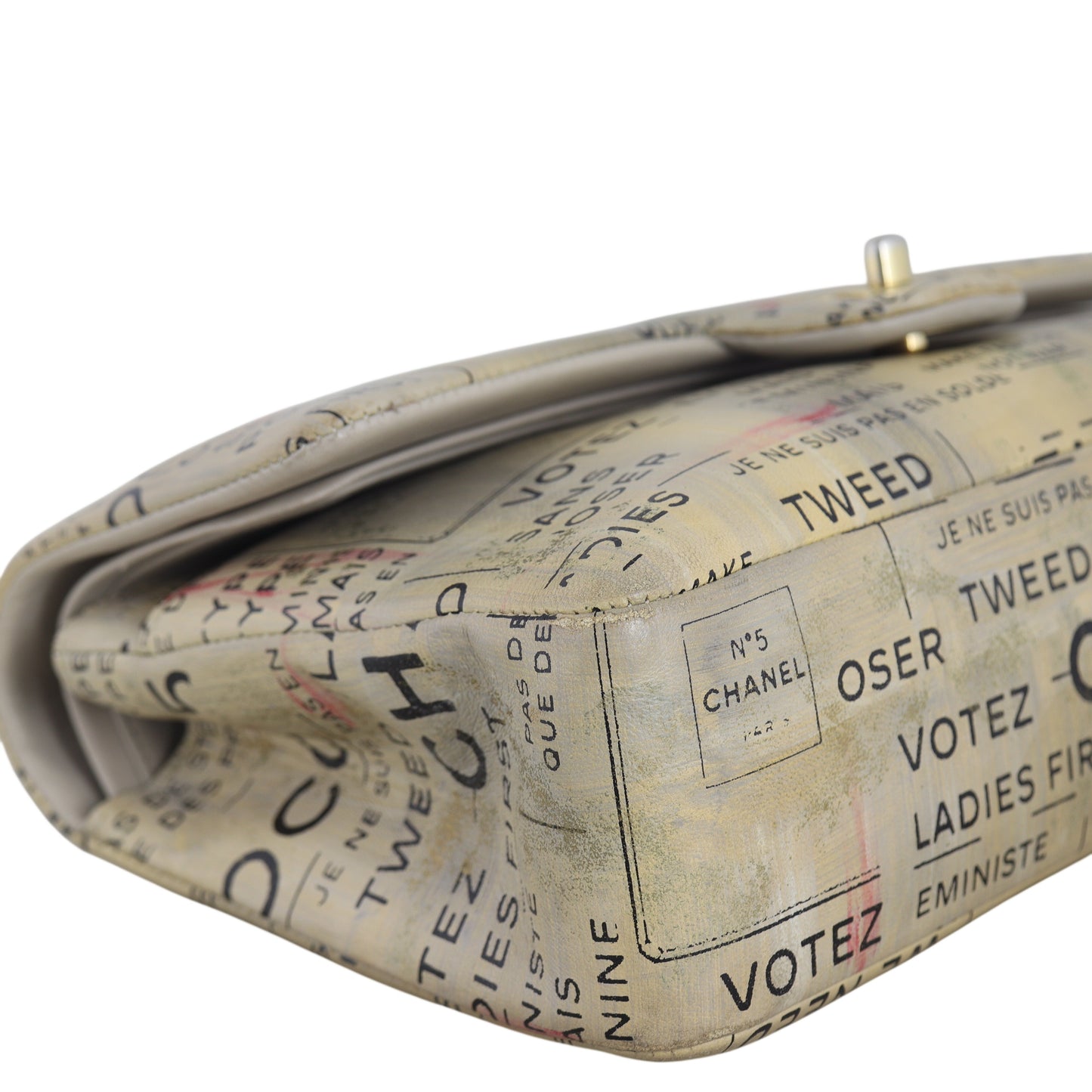 Chanel Classic Double Flap Medium Hand Painted Newspaper