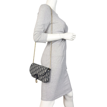 Dior Saddle Pouch Wallet on Chain Oblique