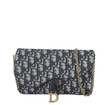 Dior Saddle Pouch Wallet on Chain Oblique