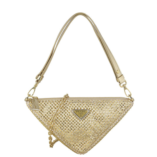 Prada Triangle Satin Crystal Shoulder Bag